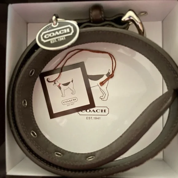 Coach Signature Logo coated canvas and leather collar & leash set - NWT - L - Picture 6 of 9